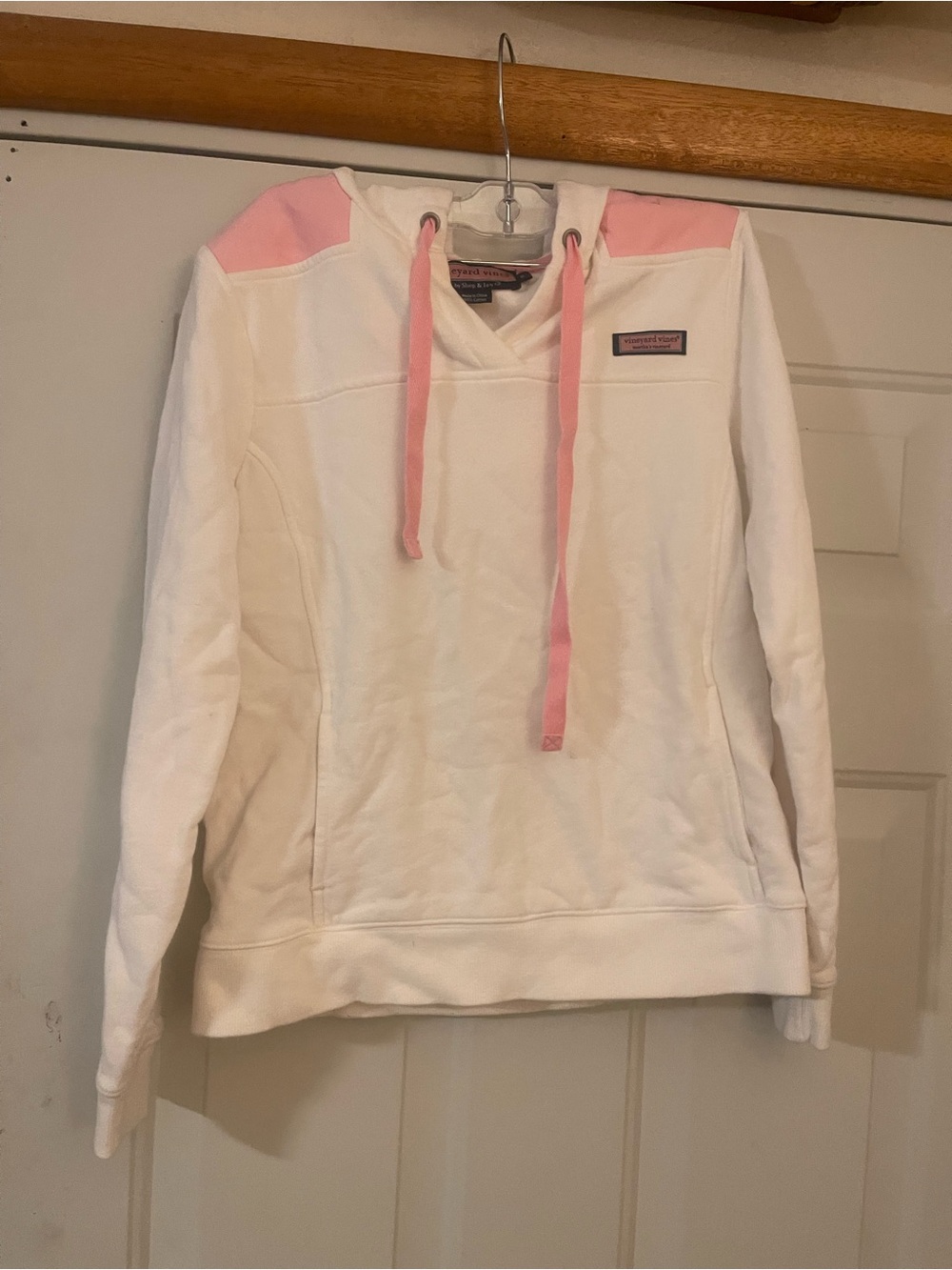 Vineyard Vines by Shep & Ian Women’s S White Pink Colorblock Hoodie Logo Pockets